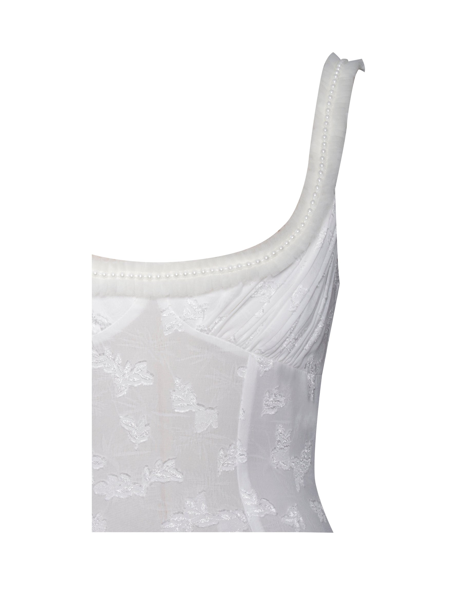 Ulissa White Square Neck Jacquard Textured High Slit Maxi Dress Miss Circle