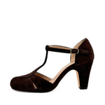 Mulberry Suede T-Strap Heels