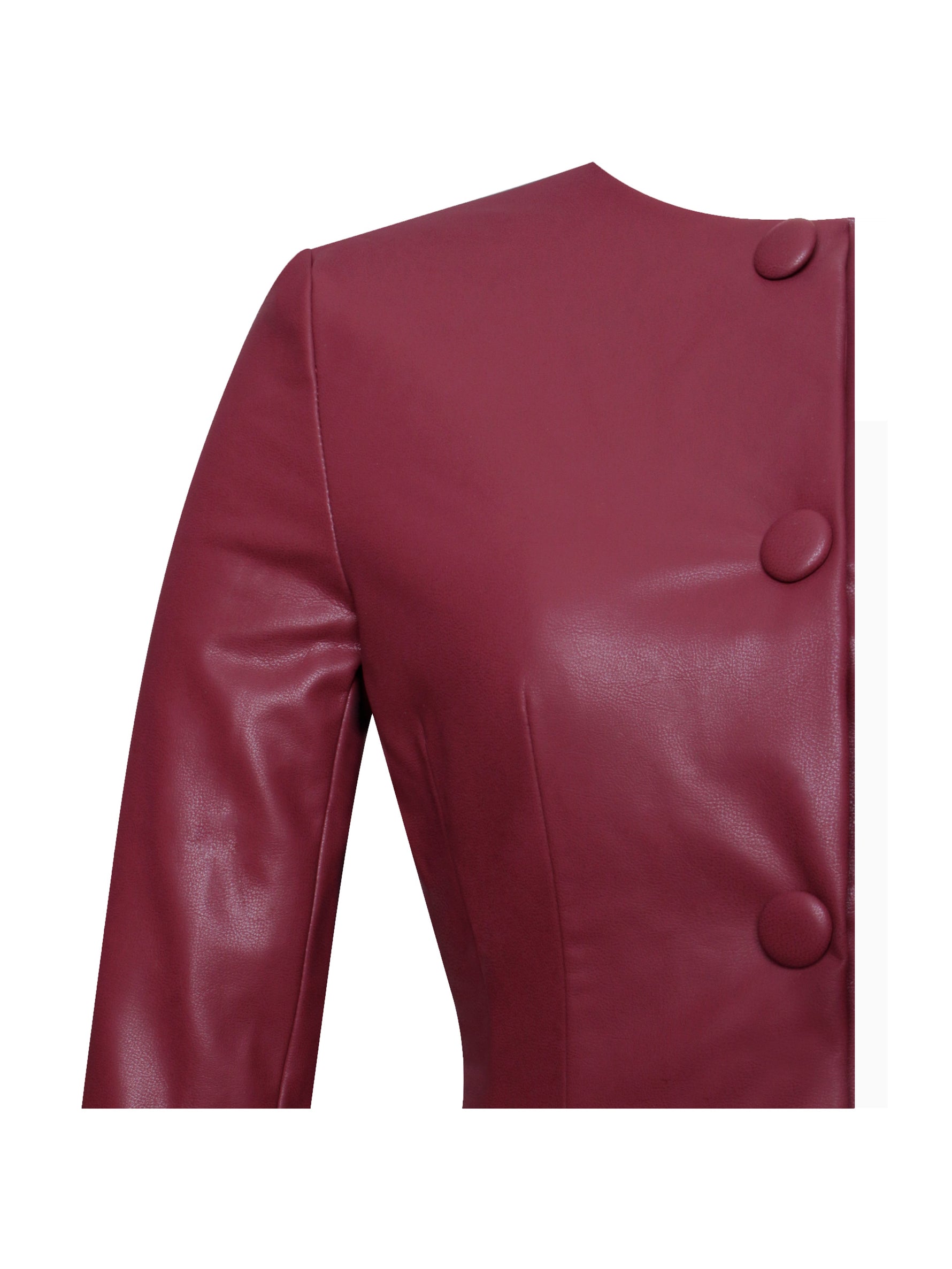 Baila Burgundy Vegan Leather Blazer Mini Dress Miss Circle