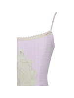 Jaclyn Lavender Lace Trim Cutout Seersucker Midi Dress