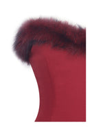 Nalia Crimson Fur Trimmed Sweetheart Mini Dress Miss Circle