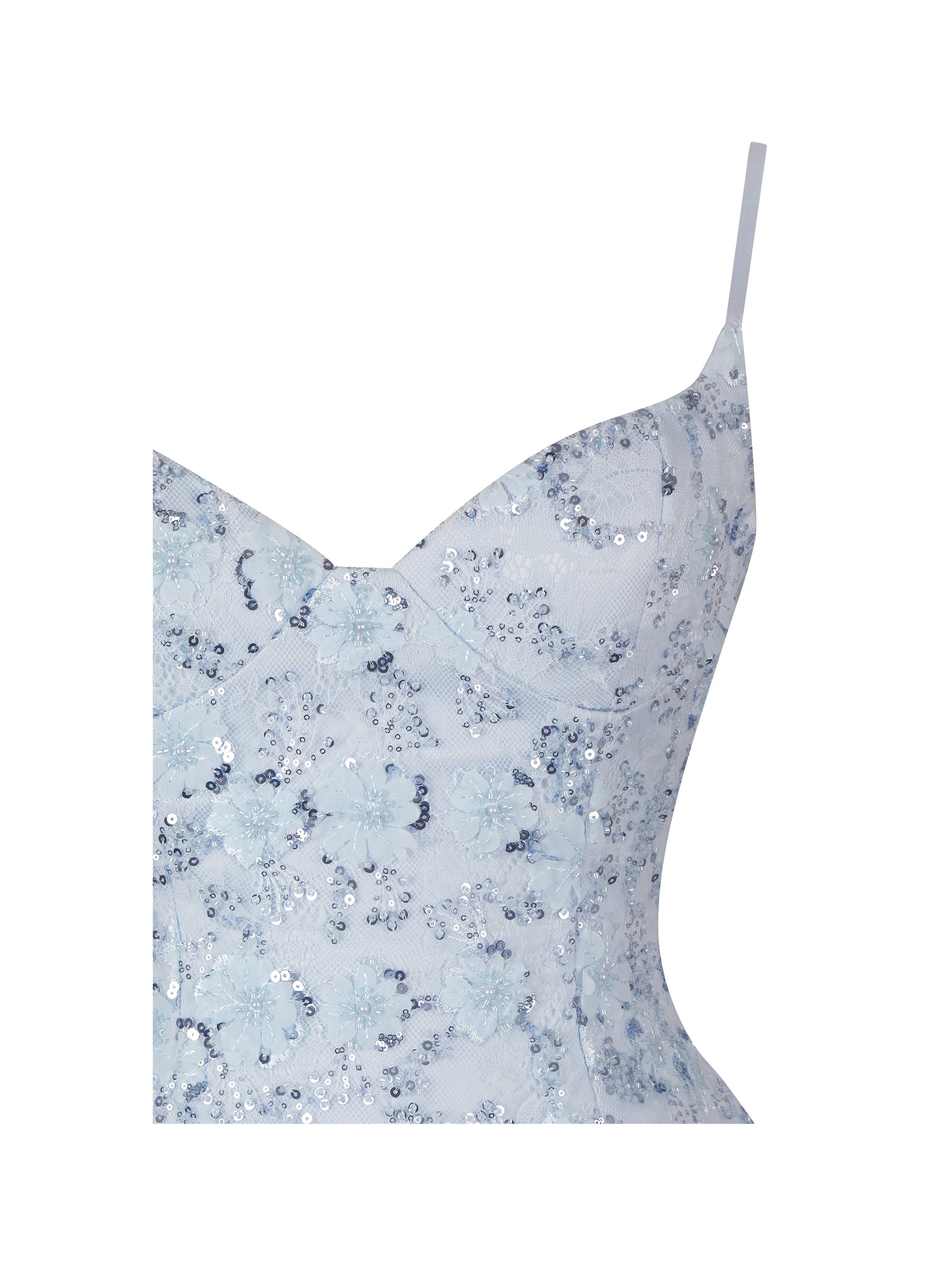 Aurielle Baby Blue Sweetheart Mermaid Peplum Maxi Dress