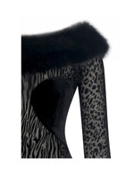 Alexis Black Velvet Animal Print Fur Boatneck Maxi Dress Miss Circle