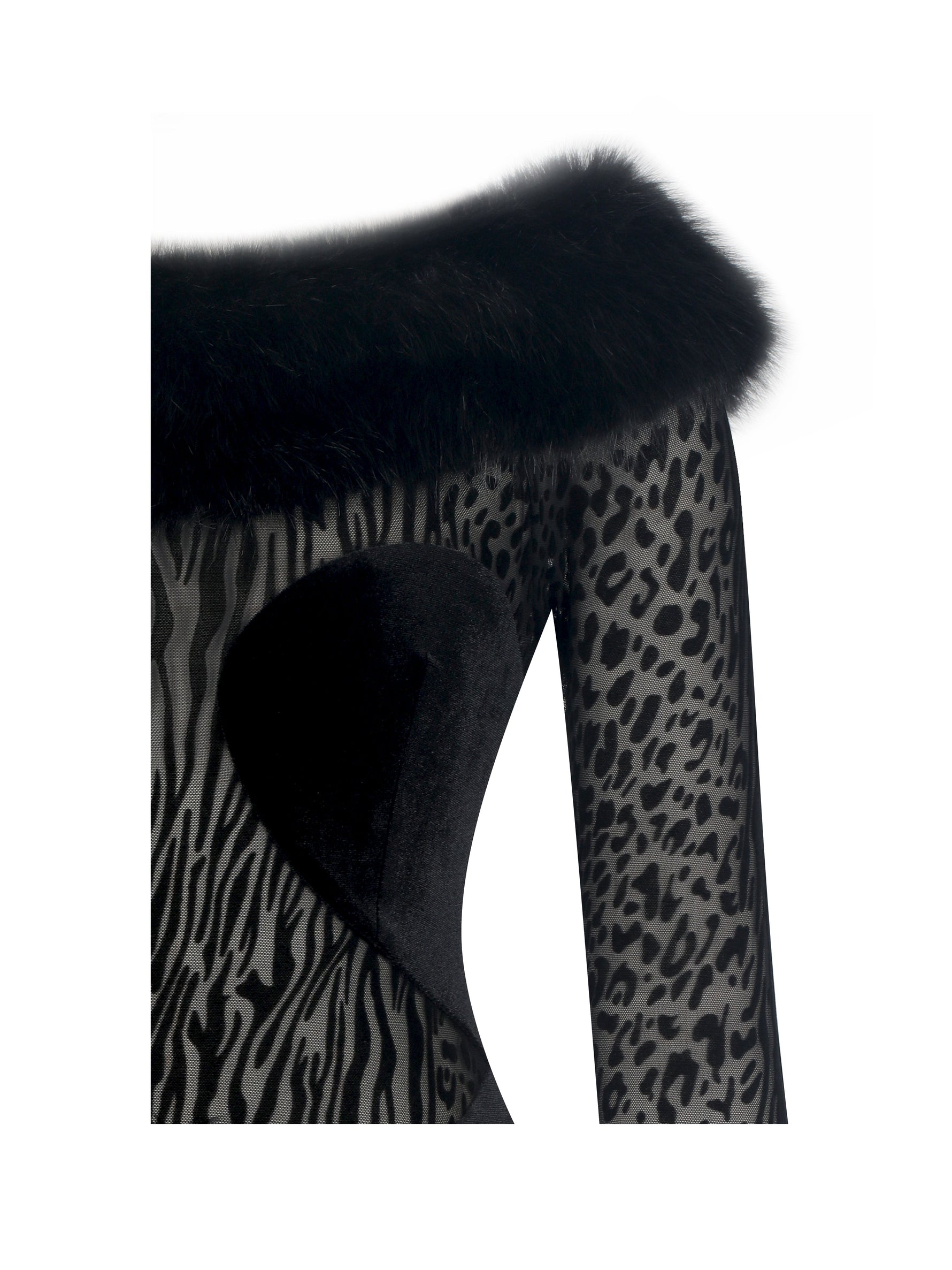 Alexis Black Velvet Animal Print Fur Boatneck Maxi Dress Miss Circle