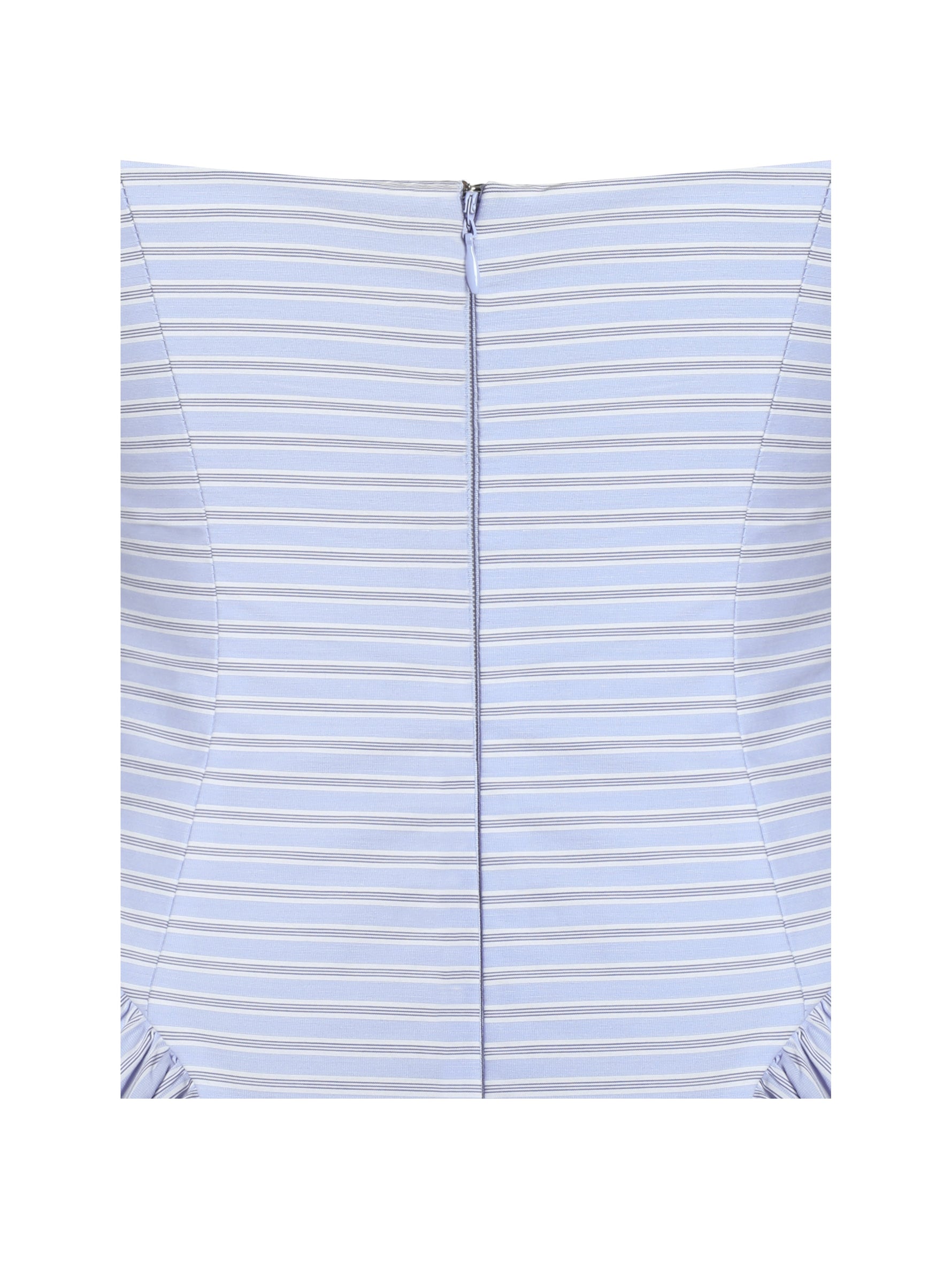 Melody Baby Blue Railroad Stripe Halter Drop Waist Mini Dress