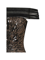 Qeturah Embroidered Sequin Off Shoulder Mesh Gown Miss Circle