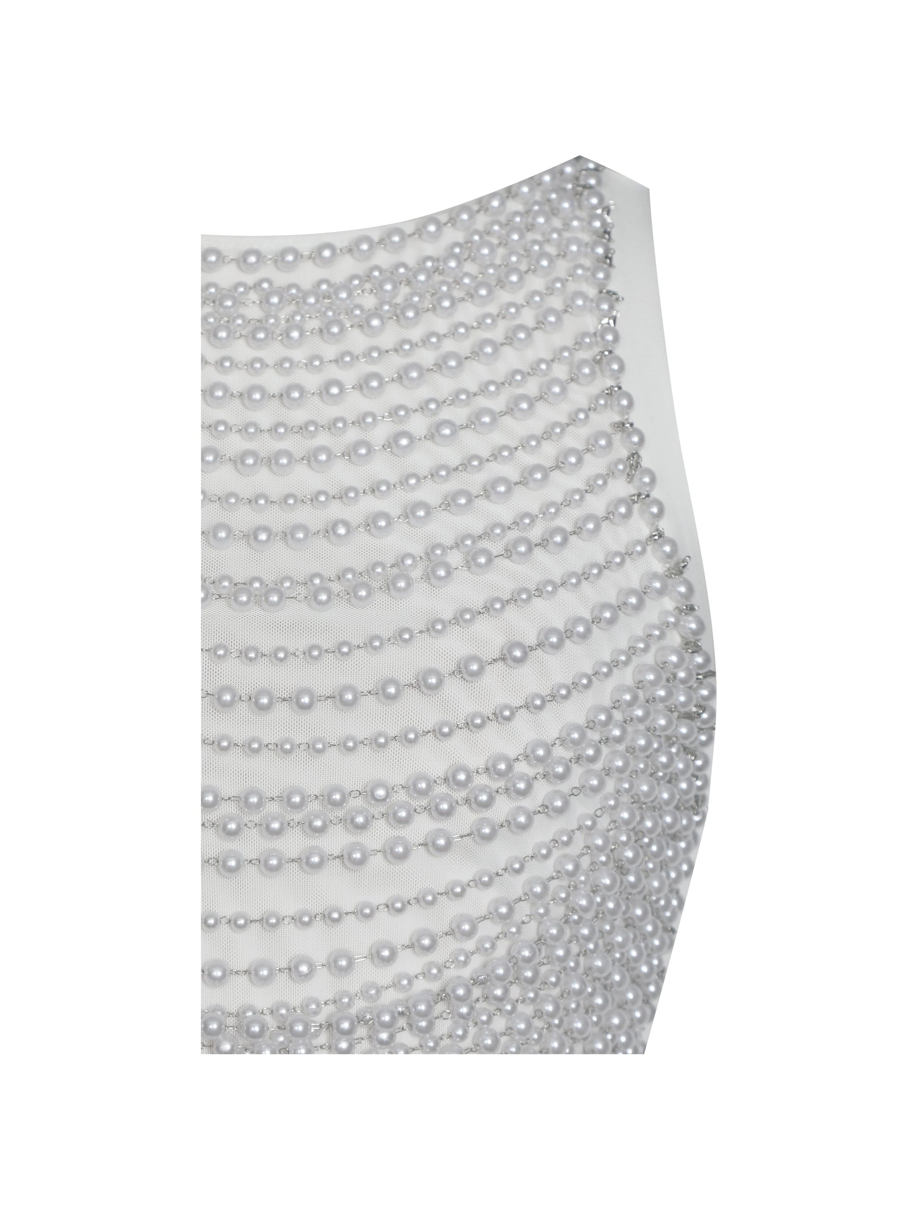 Iliana White Pearl Chain Embellished Midi Dress Miss Circle