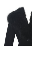 Hailee Black Single Breasted Wool Blend Mini Coat with Removable Fur Lapel Miss Circle