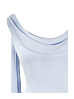 Eira Mist Blue Cowl Scarf-Detail Mermaid Maxi Dress