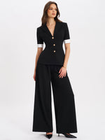 Aleeza Black Wide Leg Suit Pants Miss Circle