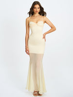 Zayne Butter Yellow Ruch Breast Chiffon Mermaid Maxi Dress