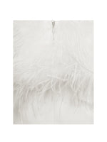 Quisten White Feathered Plunging Halter Mini Dress Miss Circle