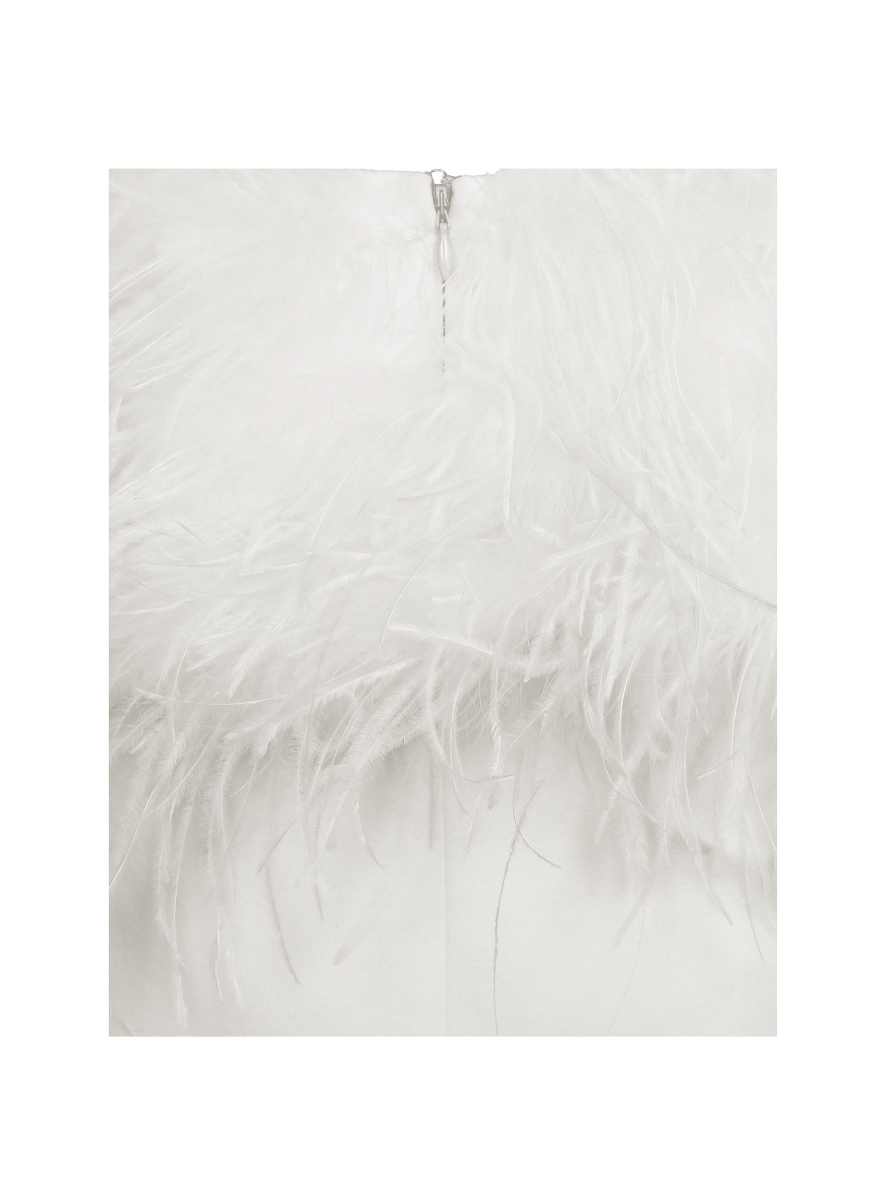 Quisten White Feathered Plunging Halter Mini Dress Miss Circle