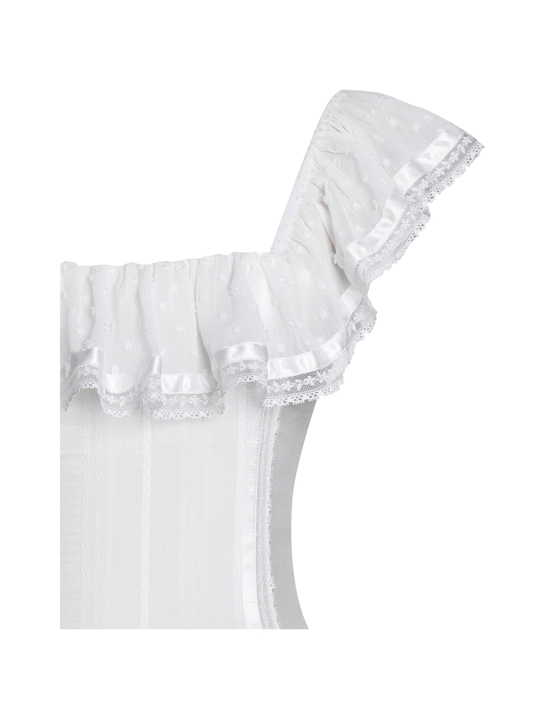 Eden Square Neck Ruffle Trim High Waist Midi Dress