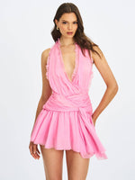 Odelle Tulip Pink Crinkle Chiffon Wrap Dress