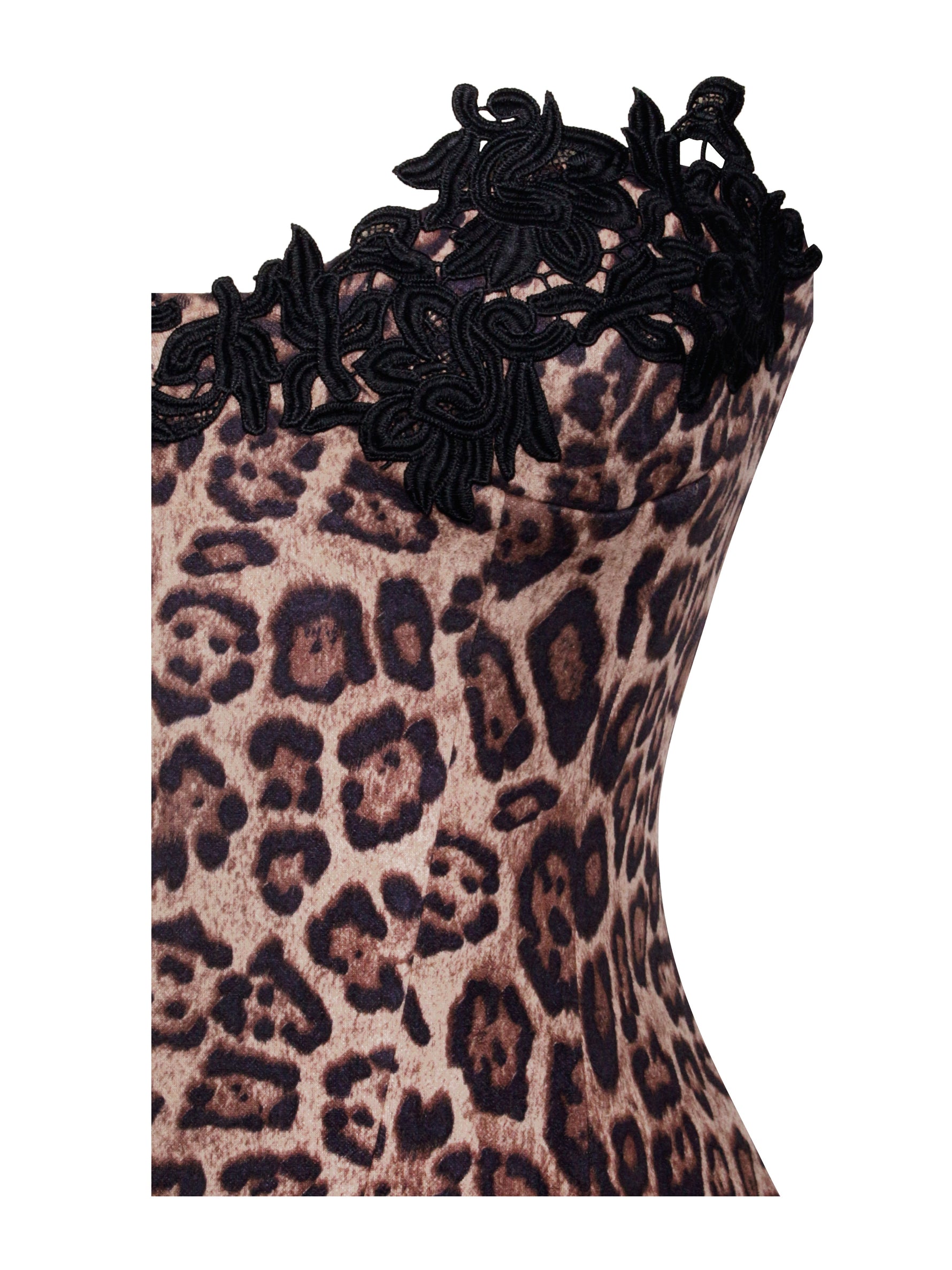 Uchenna Cheetah Print Stretchy Strapless Midi Dress with lace trim Miss Circle