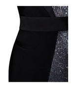 Silver Night Black Sequin Crepe Tuxedo Blazer Dress