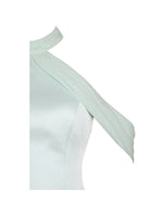 Zafrina Light Cyan Halter Off-shoulder Backless Mini Dress Miss Circle