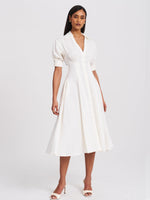 Palina Lyocell Pleated Midi Preppy Shirt Dress Miss Circle