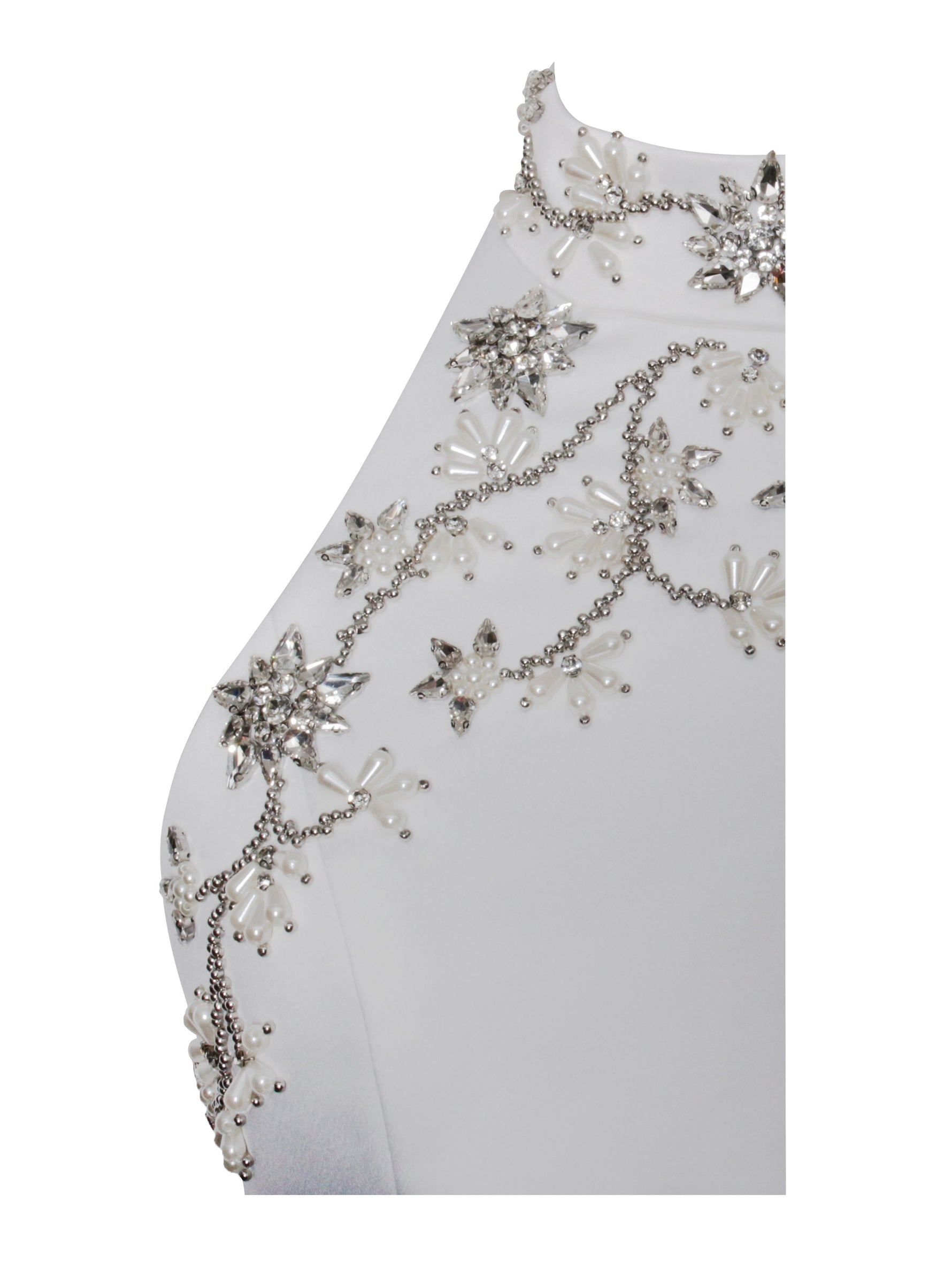 Ori White Halter Neck Crystal Pearl Mini Dress Miss Circle