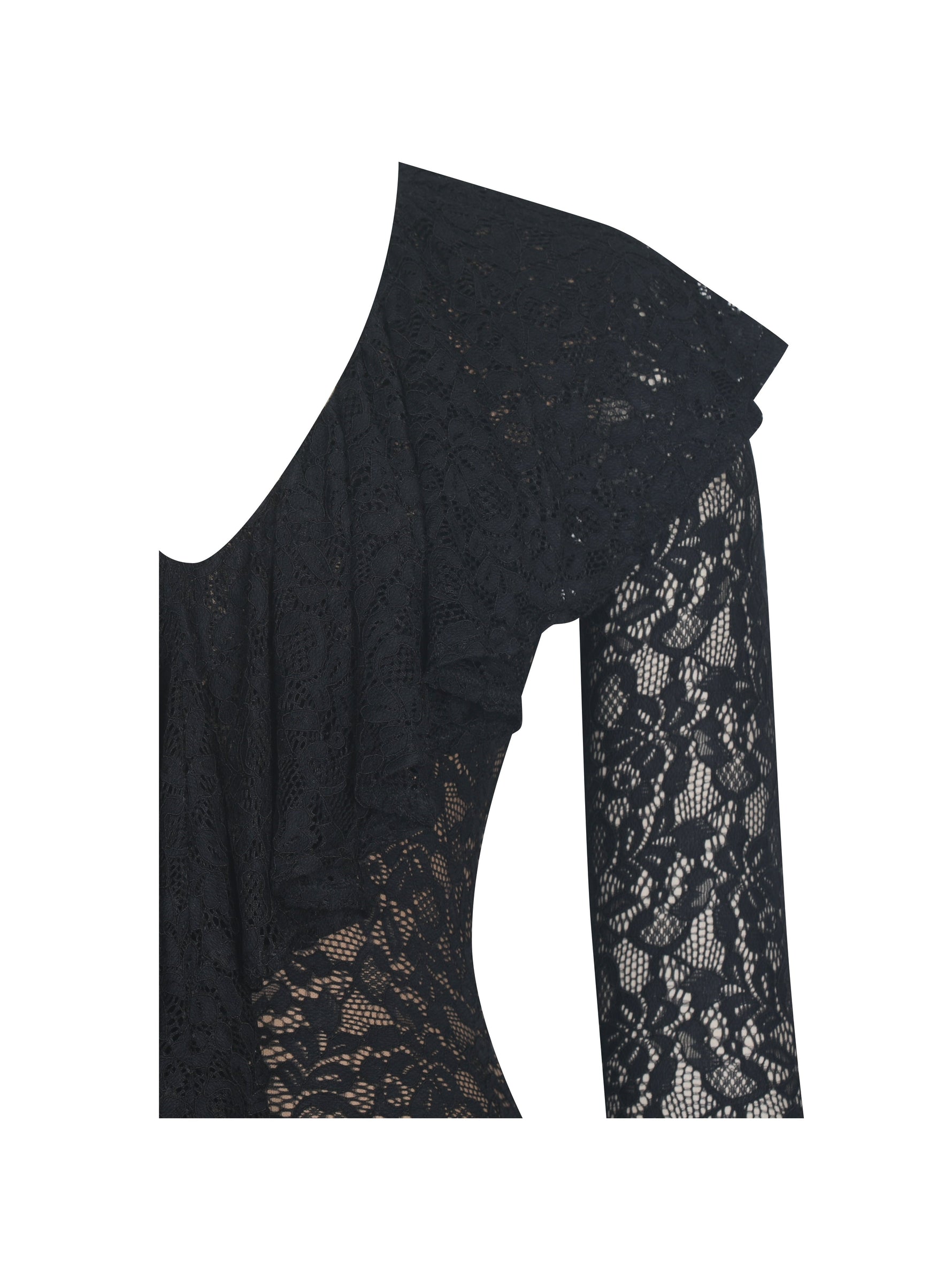 Parisa Black Lace Ruffled Mermaid Maxi Dress