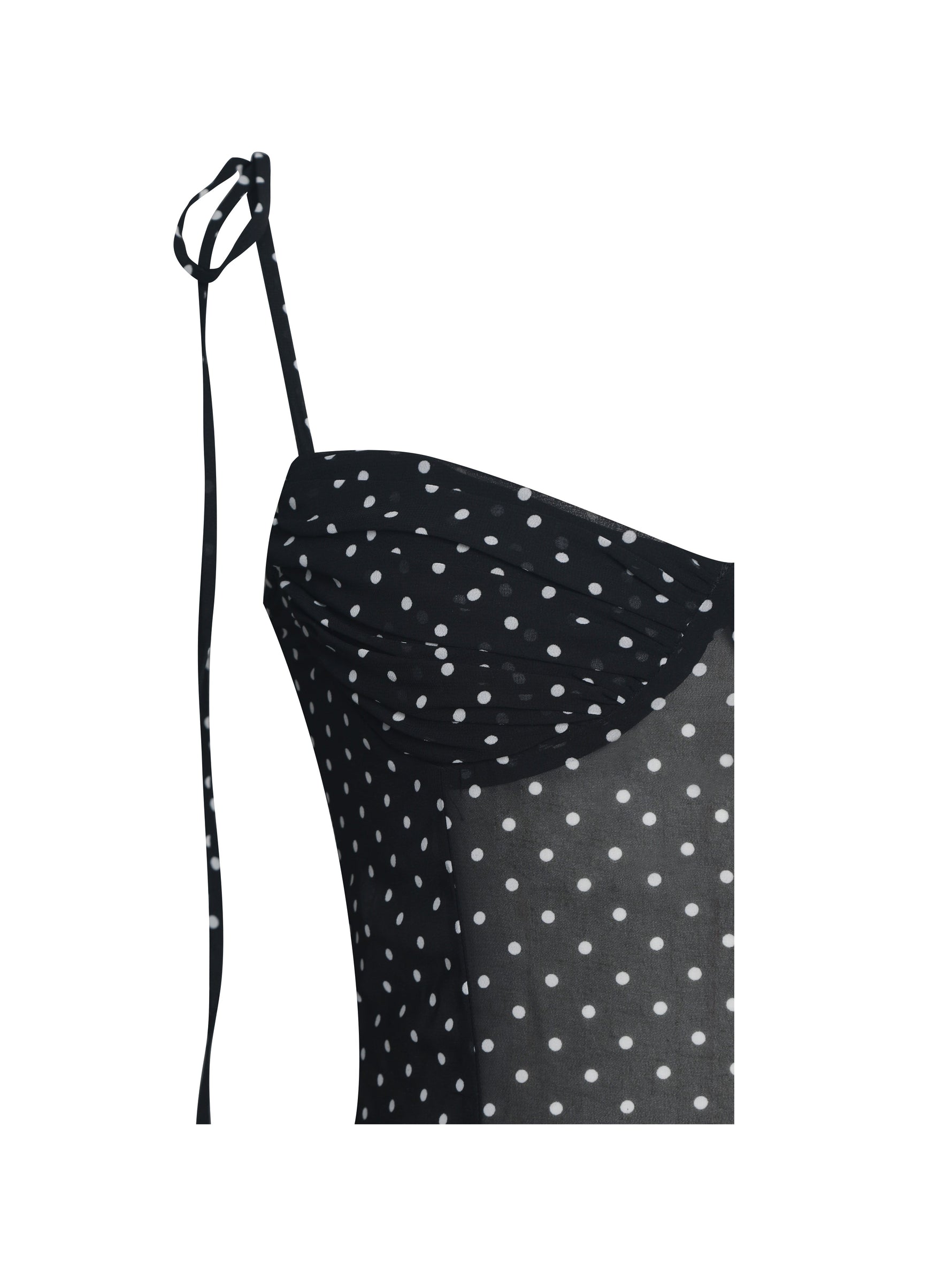 Yadira Black Base Polka Dot Chiffon Maxi Dress Miss Circle
