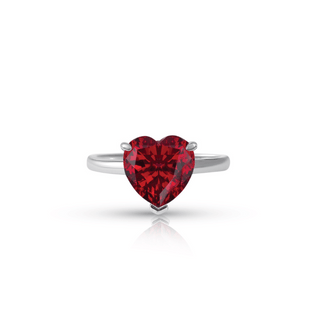 2.5ct Heart Cut Lab Ruby Solitaire Anniversary Ring Ring Deluxe Fine Jewelry