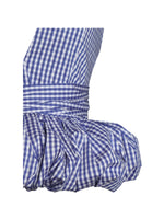 Ilene Blue and White Checkered Bubble Hem Halter Top Miss Circle