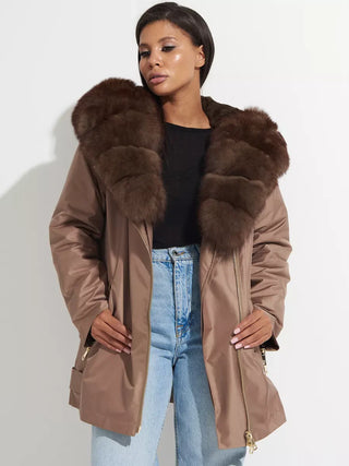 Genuine Polar Fox Fur Trim Rabbit Fur Insulated Parka - By Baano