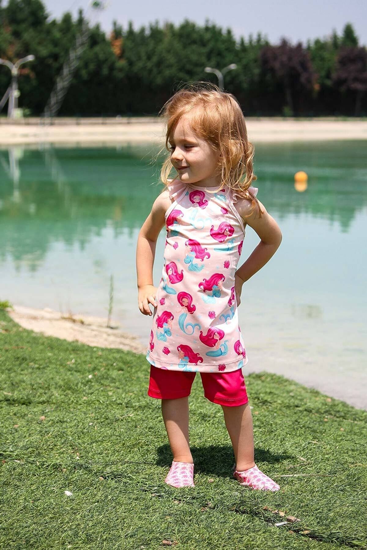 Lycra Pink Kids Swimsuit K2202 Marina Modest