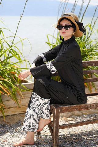 Lycra Black Burkini Modest Swimwear 1958 - By Baano