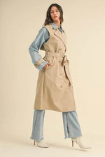MABLE Layered Look Trench Coat With Denim Jacket - By Baano