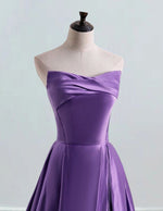 Elegant Purple Satin Ball Gown | Strapless Prom & Evening Dress