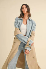 MABLE Layered Look Trench Coat With Denim Jacket - By Baano