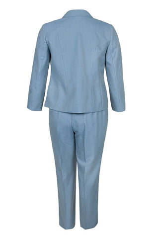 Evan Picone Notched Collar Two Button Long Sleeve Twill Pants Set (Plus Size) - By Baano