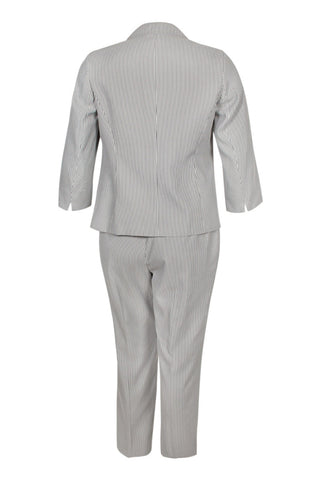 Evan Picone Notched Collar One Button 3/4 Sleeve Twill Pants Sets (Plus Size) - By Baano
