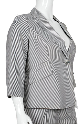 Evan Picone Notched Collar One Button 3/4 Sleeve Twill Pants Sets (Plus Size) - By Baano