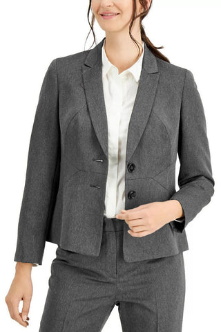 Le Suit Notched Collar Two-Button Closure Shoulder Pads with Straight Leg Zipper with Hook and Bar Closure Crepe Pantsuit - By Baano