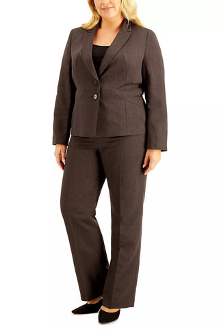 Le Suit Notched Collar two Button Closure Shoulder Pads with Mid Rise Straight Leg Zipper with Hook and Bar Closure Pant - By Baano