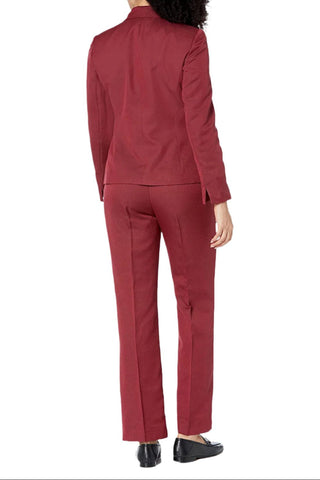 Le Suit Notched Collar 3 Button Closure Long Sleeve Jacket with Mid Waist Zipper Hook & Eye Closure Pant Two Piece Set - Glamourous Grace