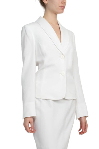 Le Suit Shawl Collar 2 Button Closure Crepe Jacket with Zipper Back Column Skirt (Two Piece) - By Baano