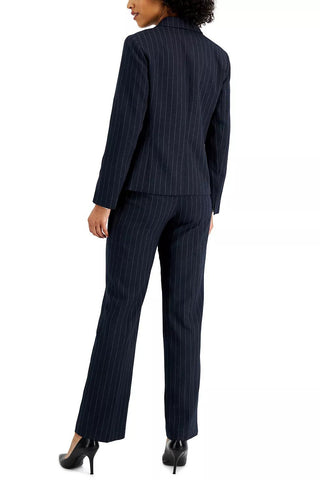 Le Suit Notched Collar One Button Closure Long Sleeve Shoulder Padding Crepe Jacket with Mid Waist Zipper Hook & Bar Closure Pant Two Piece Set - Glamourous Grace