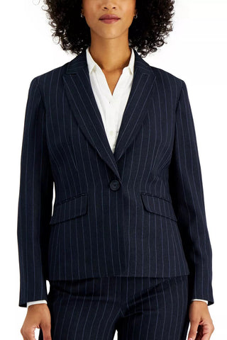 Le Suit Notched Collar One Button Closure Long Sleeve Shoulder Padding Crepe Jacket with Mid Waist Zipper Hook & Bar Closure Pant Two Piece Set - Glamourous Grace