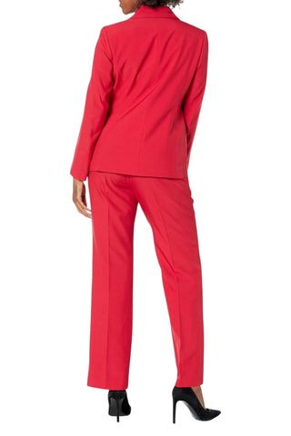 Le Suit Wide Notch Lapel Collar Long Sleeves Two Pockets Single Button Closure Blazer and Straight-Leg Trousers Pantsuits