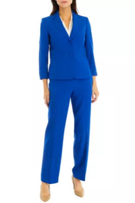 Le Suit Notch Lapel Collar Blazer Long Sleeves Two-Button Closure and Straight Leg Trousers Pantsuits