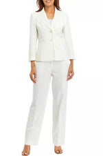 Le Suit Notch Collar Blazer Hips Two Besom Pockets and Fly Front Extended Tab Trousers Pantsuits