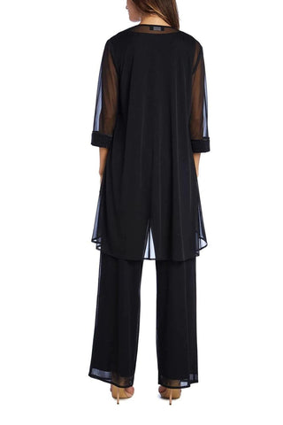 R&M Richards Scoop Neck Glitter ITY and Matte Duster Pants Set (Three Piece) - By Baano