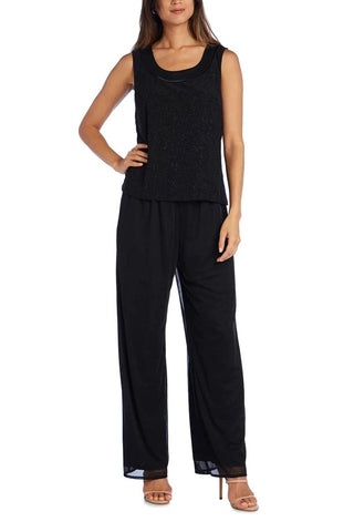 R&M Richards Scoop Neck Glitter ITY and Matte Duster Pants Set (Three Piece) - By Baano