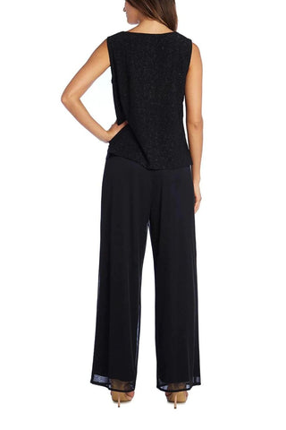 R&M Richards Scoop Neck Glitter ITY and Matte Duster Pants Set (Three Piece) - By Baano