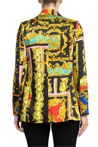 Industry Notched Collar One Button Closure Long Sleeve Multi Print Blazer - By Baano